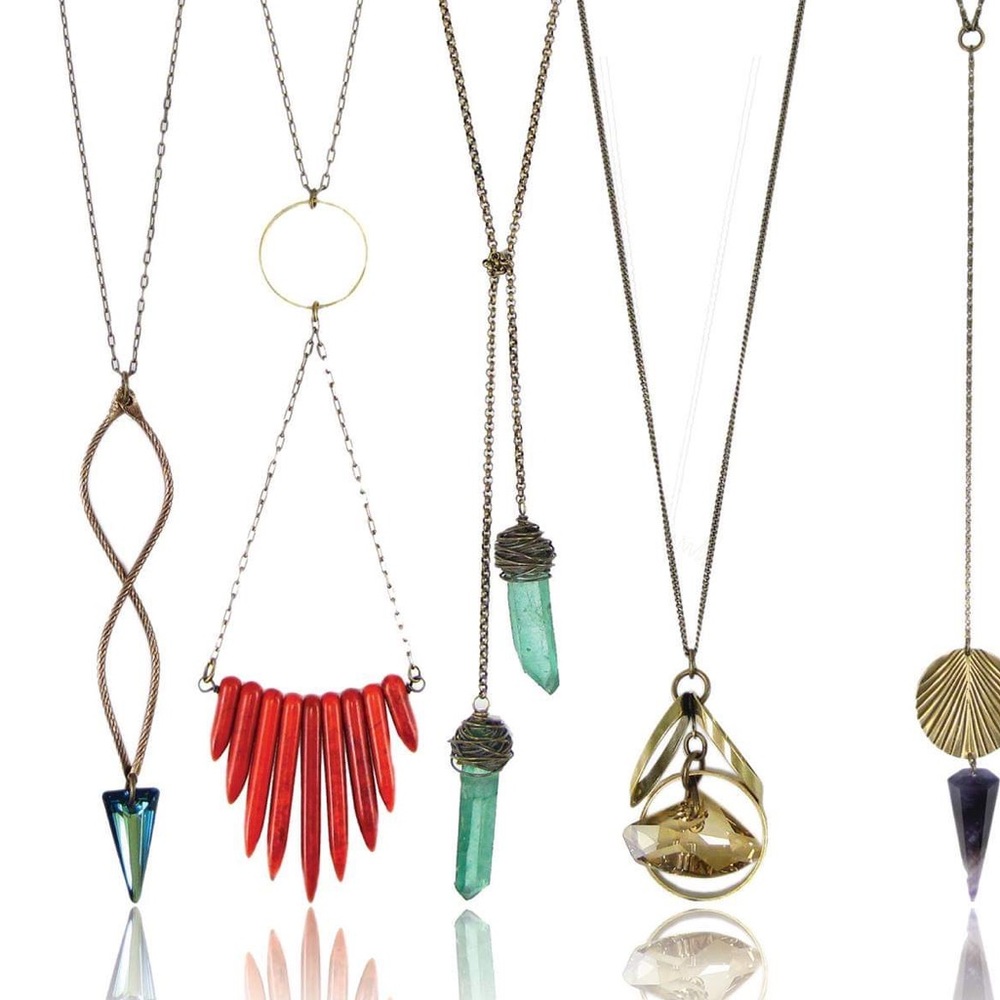 Red Howlite Brass Starburst Statement Necklace